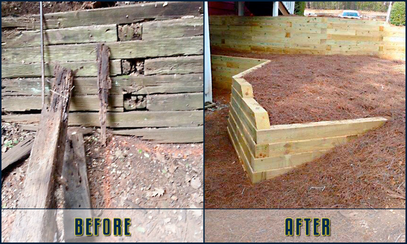 Retaining Wall Before and After